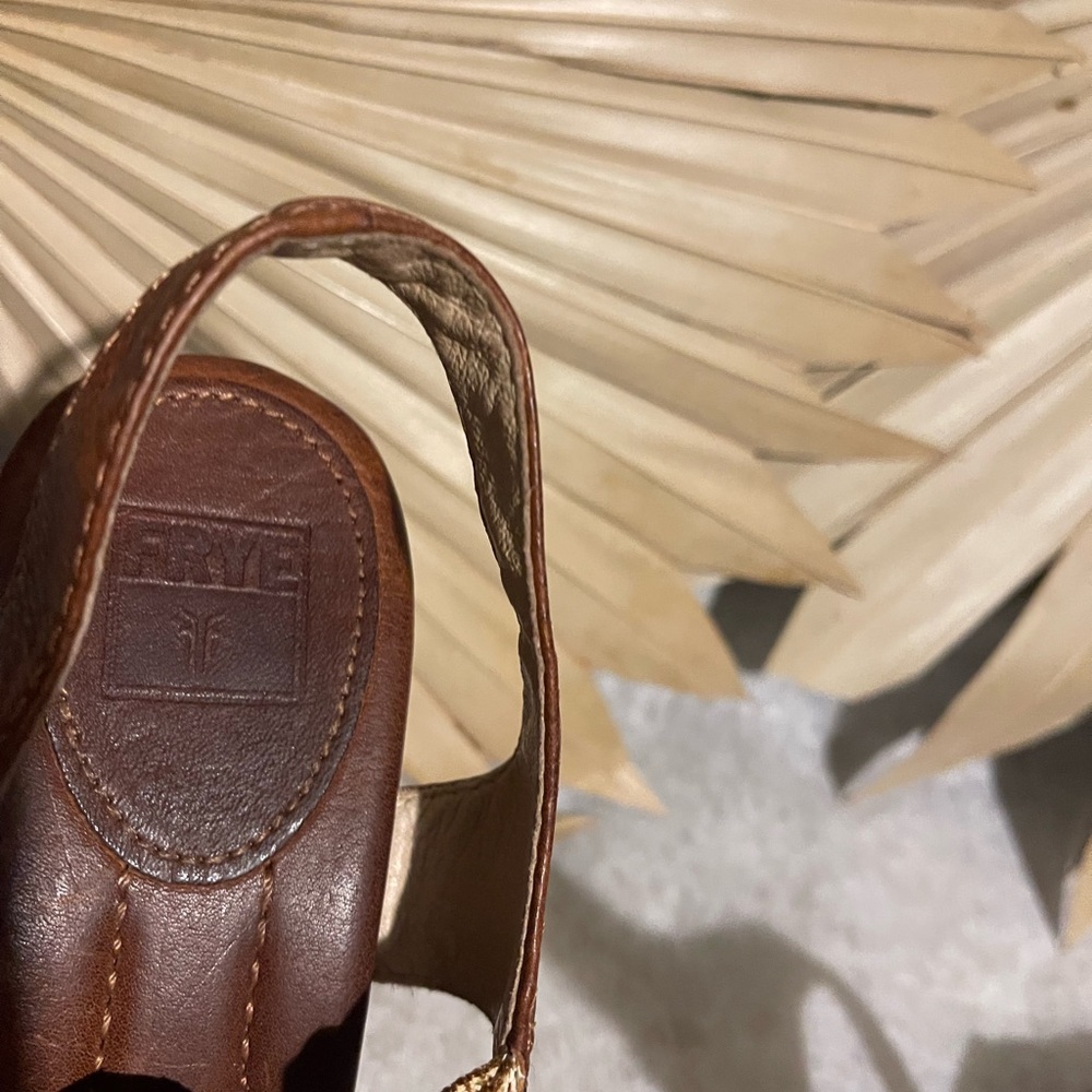 Frye Brown Leather Platform Sandals - Picture 5 of 5